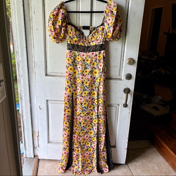 For Love And Lemons Floral Maxi Dress - Yellow and Purple - Picture 5 of 11